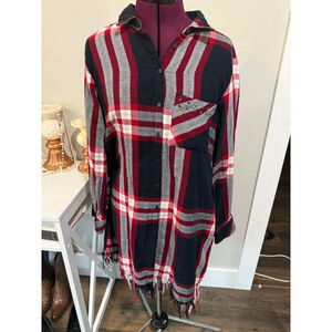 Zara Plaid Button-Up Dress - Red and Black Size Medium